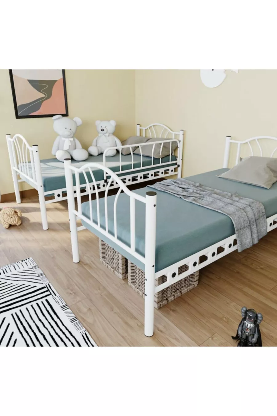 Lit superposé en métal pour chambre d'enfant Bella, dimensions de matelas