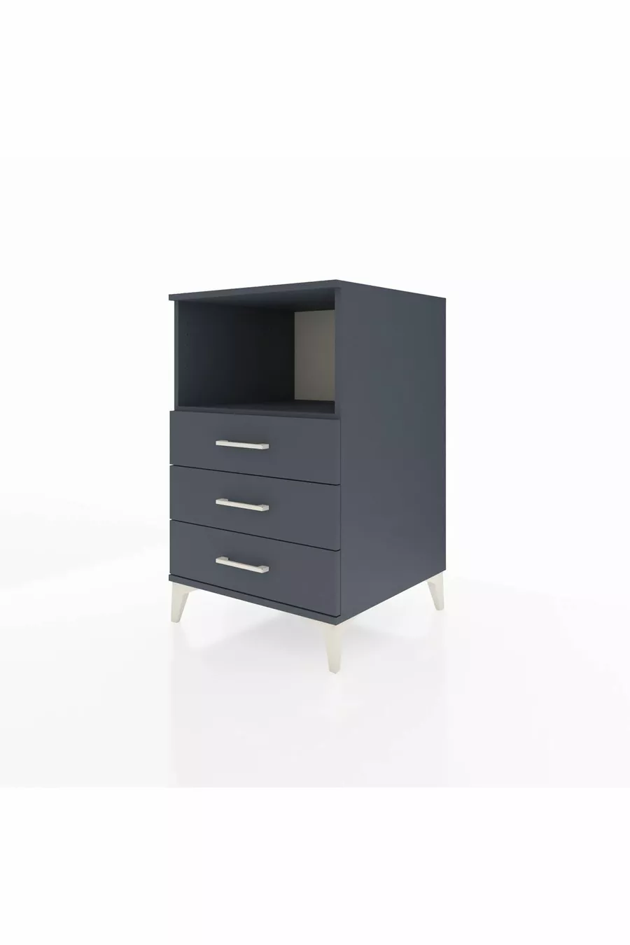 Table de chevet Kronos avec une étagère et 3 tiroirs Anthracite-Anthracite