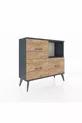 Commode Arges à une étagère et trois tiroirs Anthracite-Anthracite/Merisiers