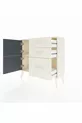 Commode Arges avec une étagère, 3 tiroirs et 2 portes, couleur Pierre de Lune-Anthracite/Pierre de Lune