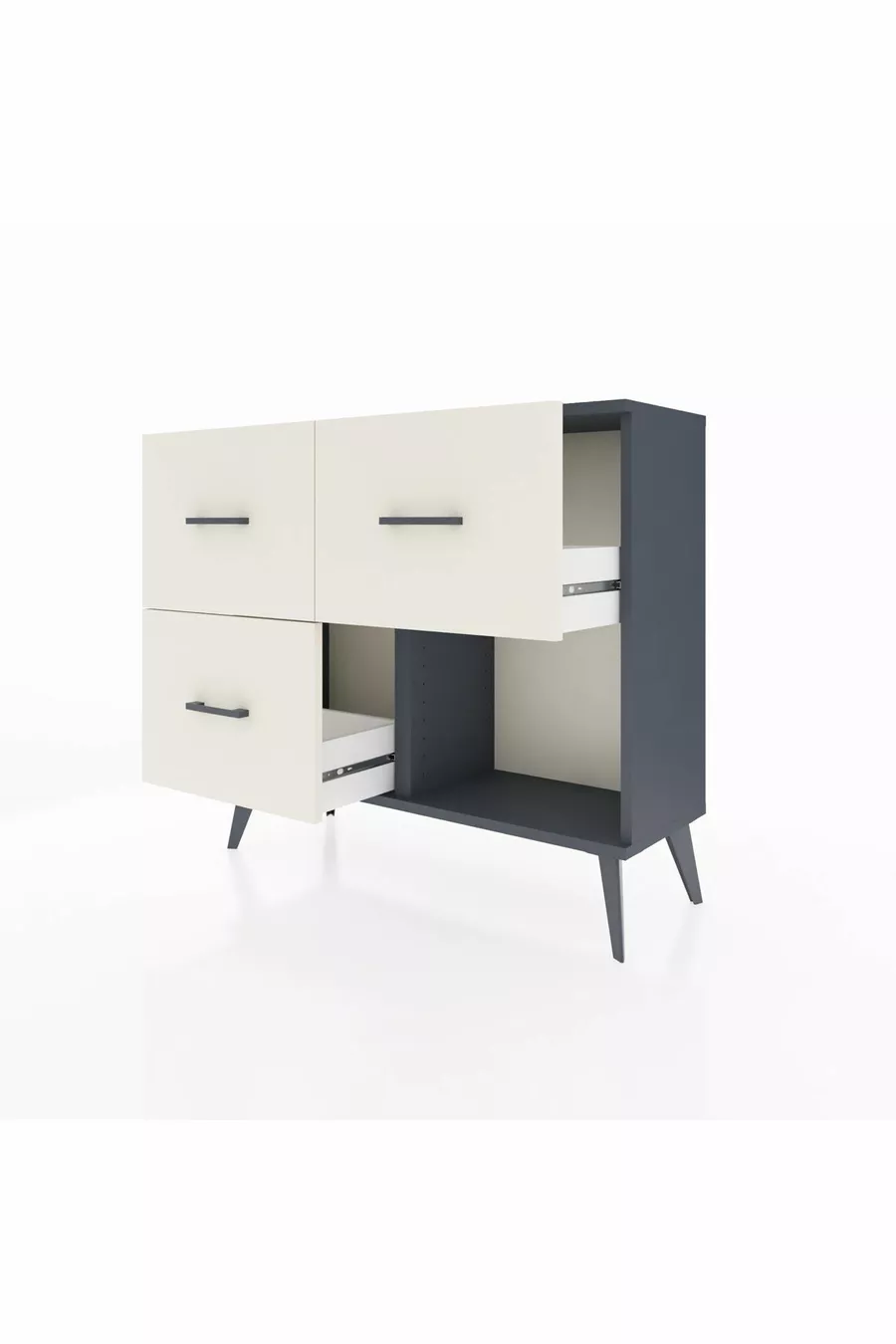Commode Arges 3 tiroirs Anthracite-Anthracite/Pierre de lune