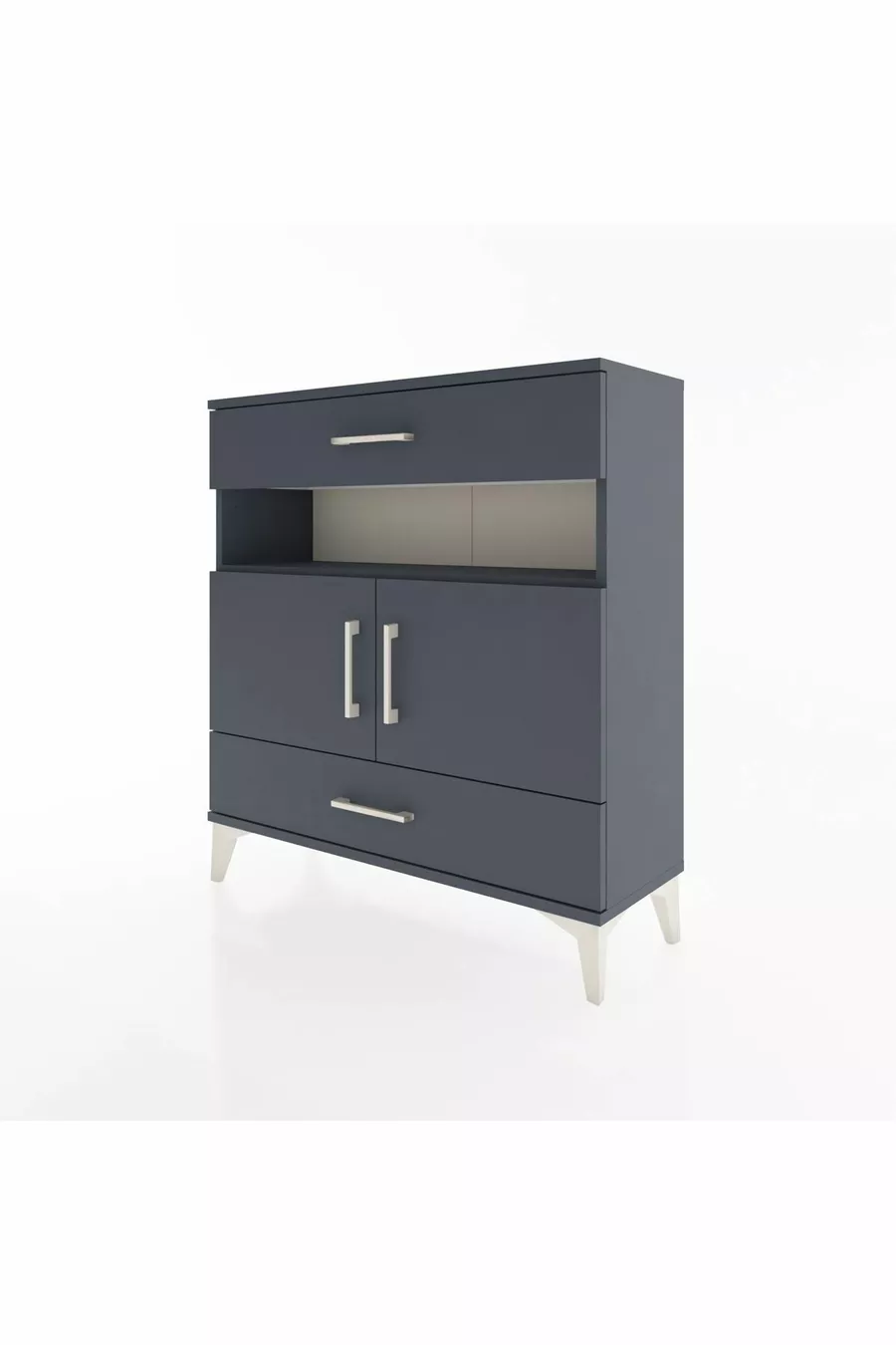 Commode Arges 3 étagères 2 tiroirs 2 portes Anthracite-Anthracite