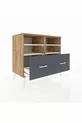 Commode Hyperion 4 étagères 2 tiroirs Pin-Aya/Anthracite