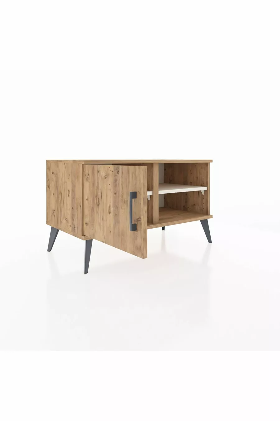 Commode Hyperion à 2 étagères avec une porte en pin-pin / pierre de lune