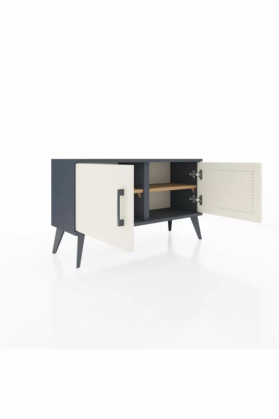 Commode Arges 2 étagères 2 portes Anthracite-Pierre de lune/Sapin
