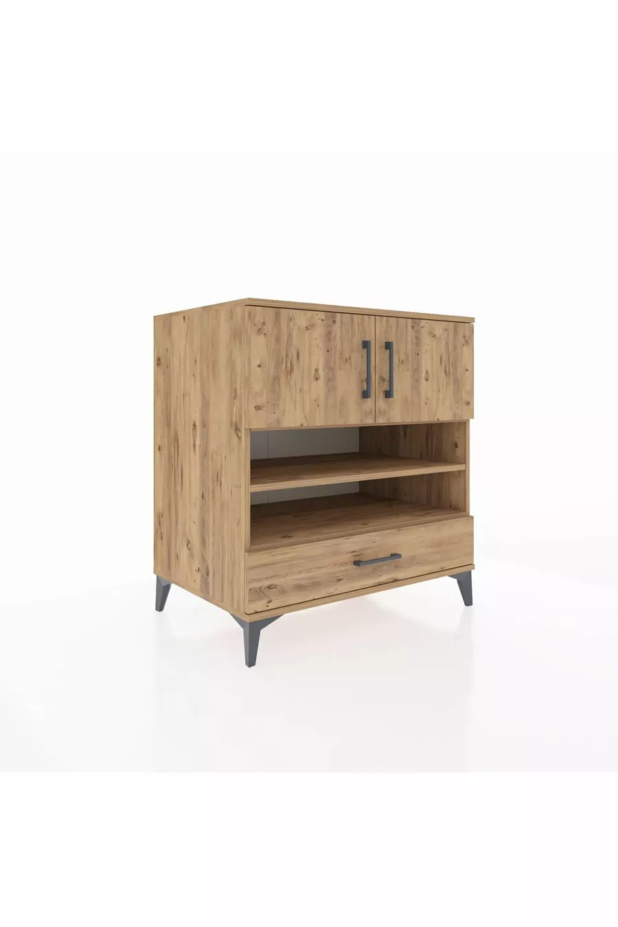 Commode Kronos 4 étagères, 1 tiroir, 2 portes, Pin-Pin