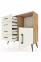 Commode Arges à une étagère, 4 tiroirs et une porte, pin et pierre de batte
