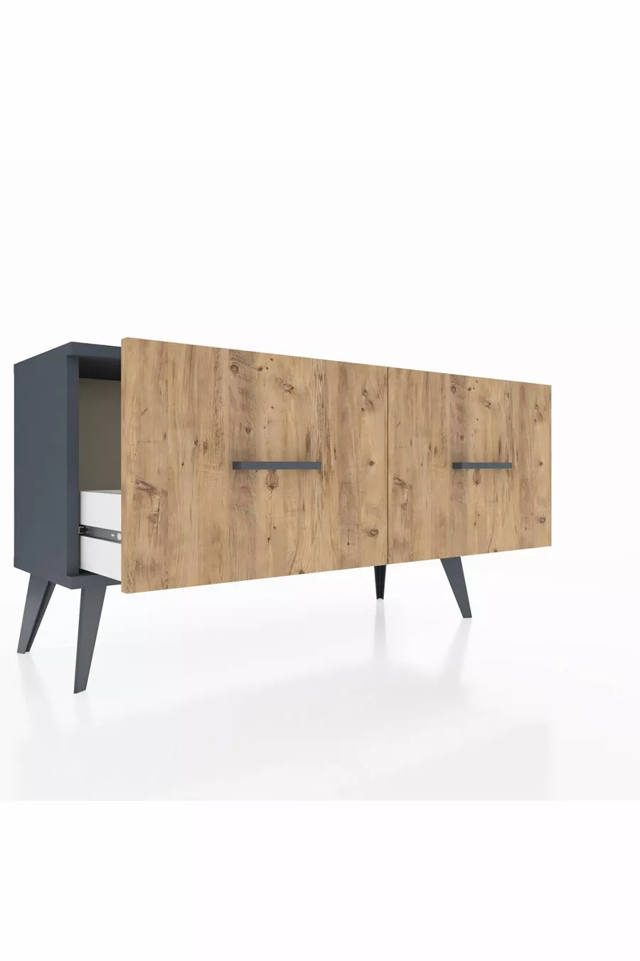 Commode Arges 2 Tiroirs Anthracite-Anthracite/Sapin