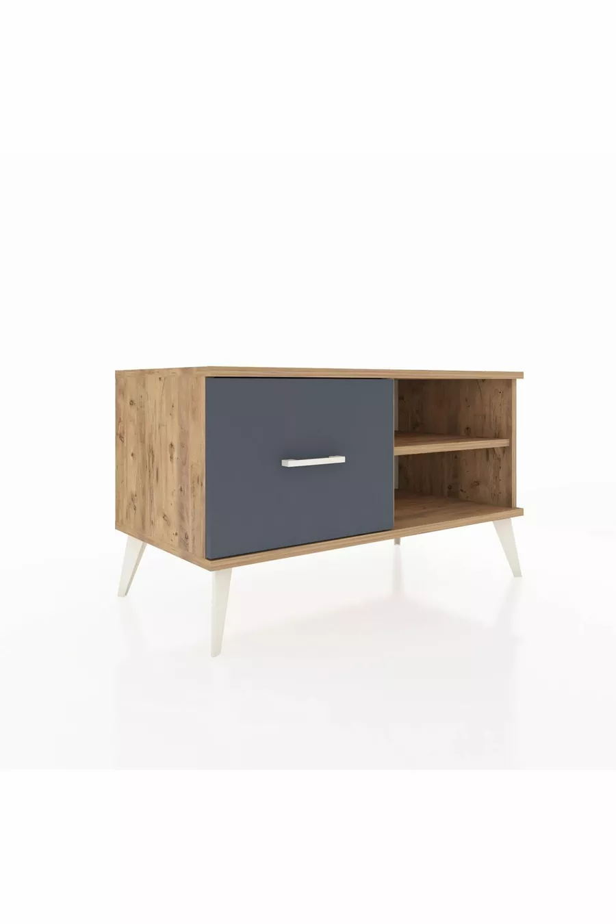 Commode Hyperion à une étagère et un tiroir, pin-pin/anthracite