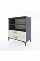 Commode Hyperion 2 étagères 2 tiroirs Anthracite-Pierre de Lune
