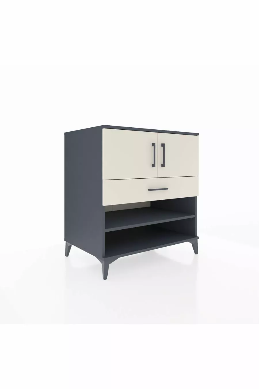 Commode Kronos avec 3 étagères, 1 tiroir et 2 portes, Anthracite-Pierre de lune