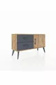 Commode Arges avec une seule étagère, 2 tiroirs et une porte, Pin-Pin/Anthracite