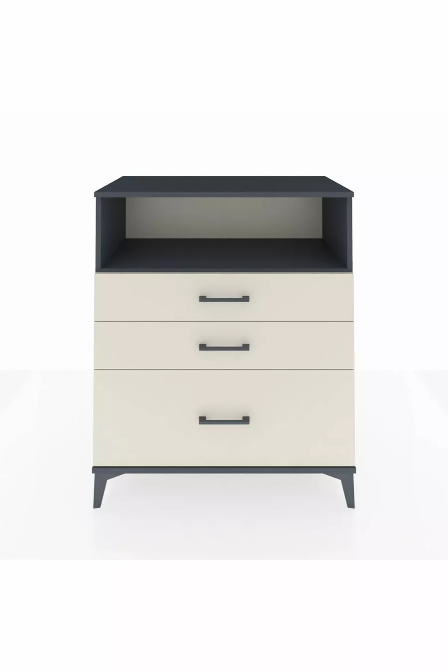 Commode Hyperion à une étagère et trois tiroirs Anthracite-Quartz