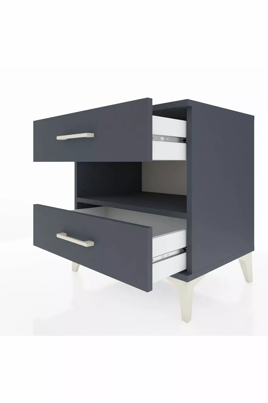 Chevet Hyperion à une étagère et deux tiroirs Anthracite-Anthracite
