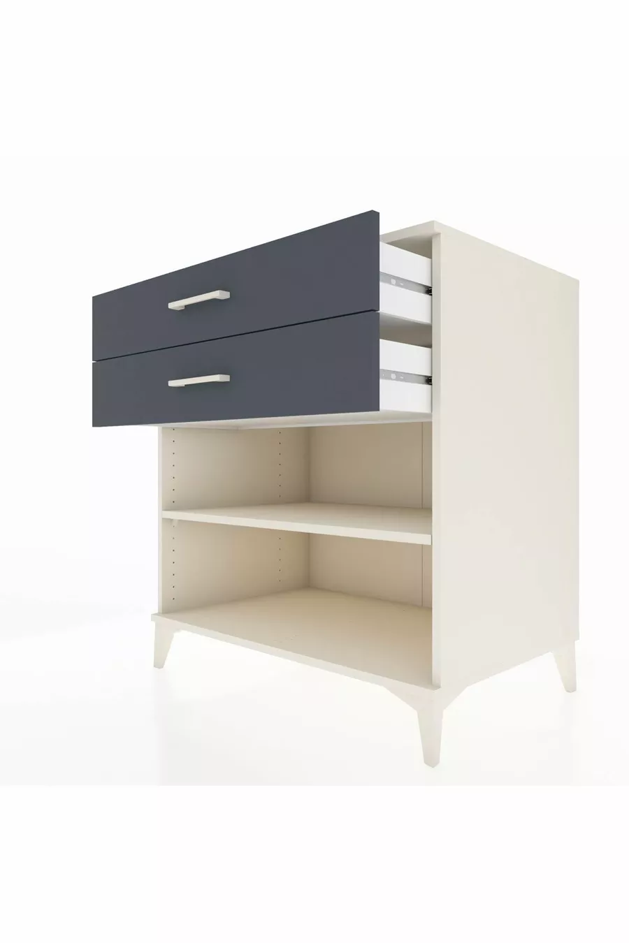 Commode Kronos à une étagère et 2 tiroirs, Pierre de lune-Anthracite