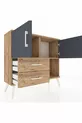 Commode Arges avec 2 étagères, 2 tiroirs, 2 portes, Pin-Anthracite/Pin