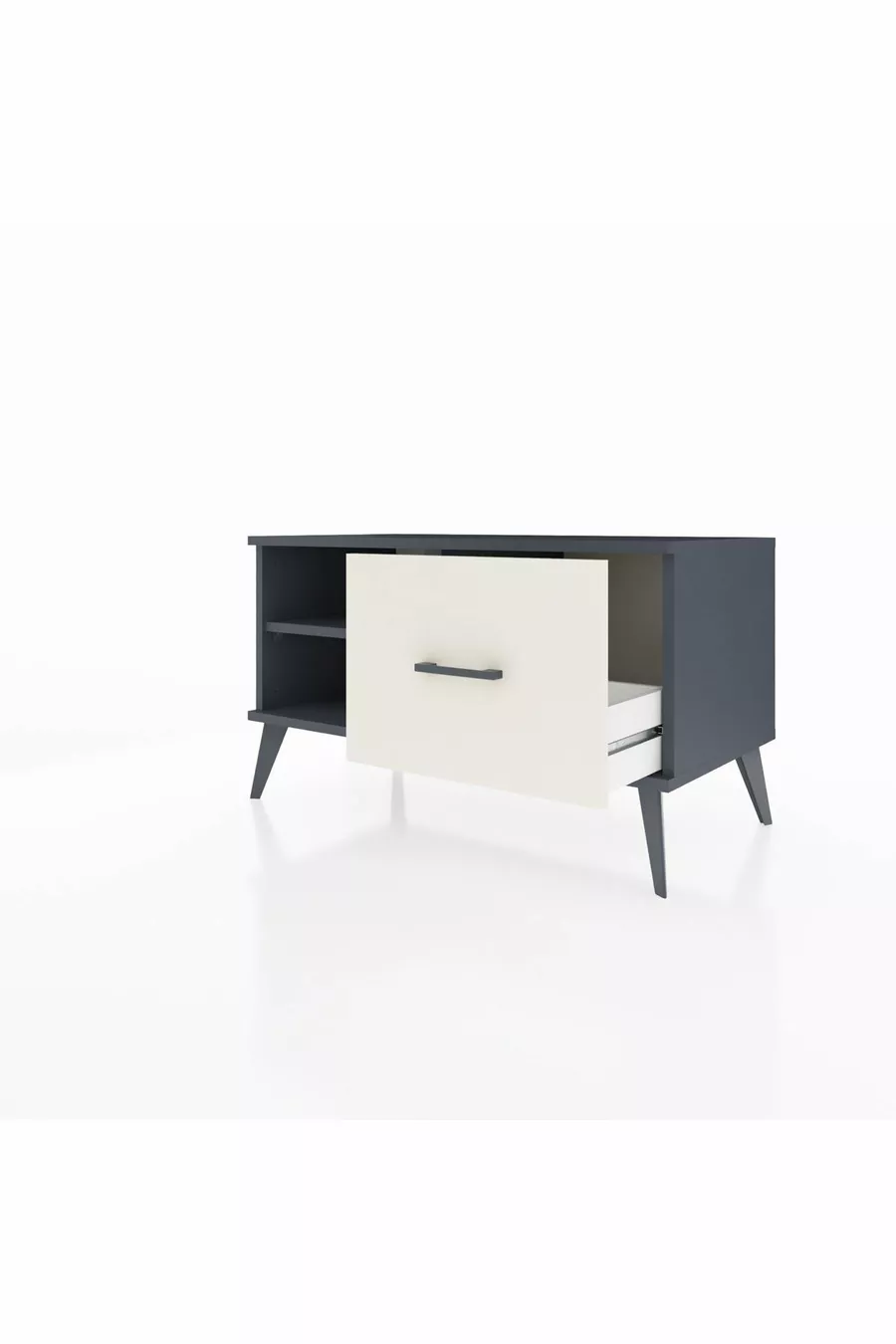 Commode Hyperion à une étagère et un tiroir Anthracite-Anthracite/Pierre de Lune