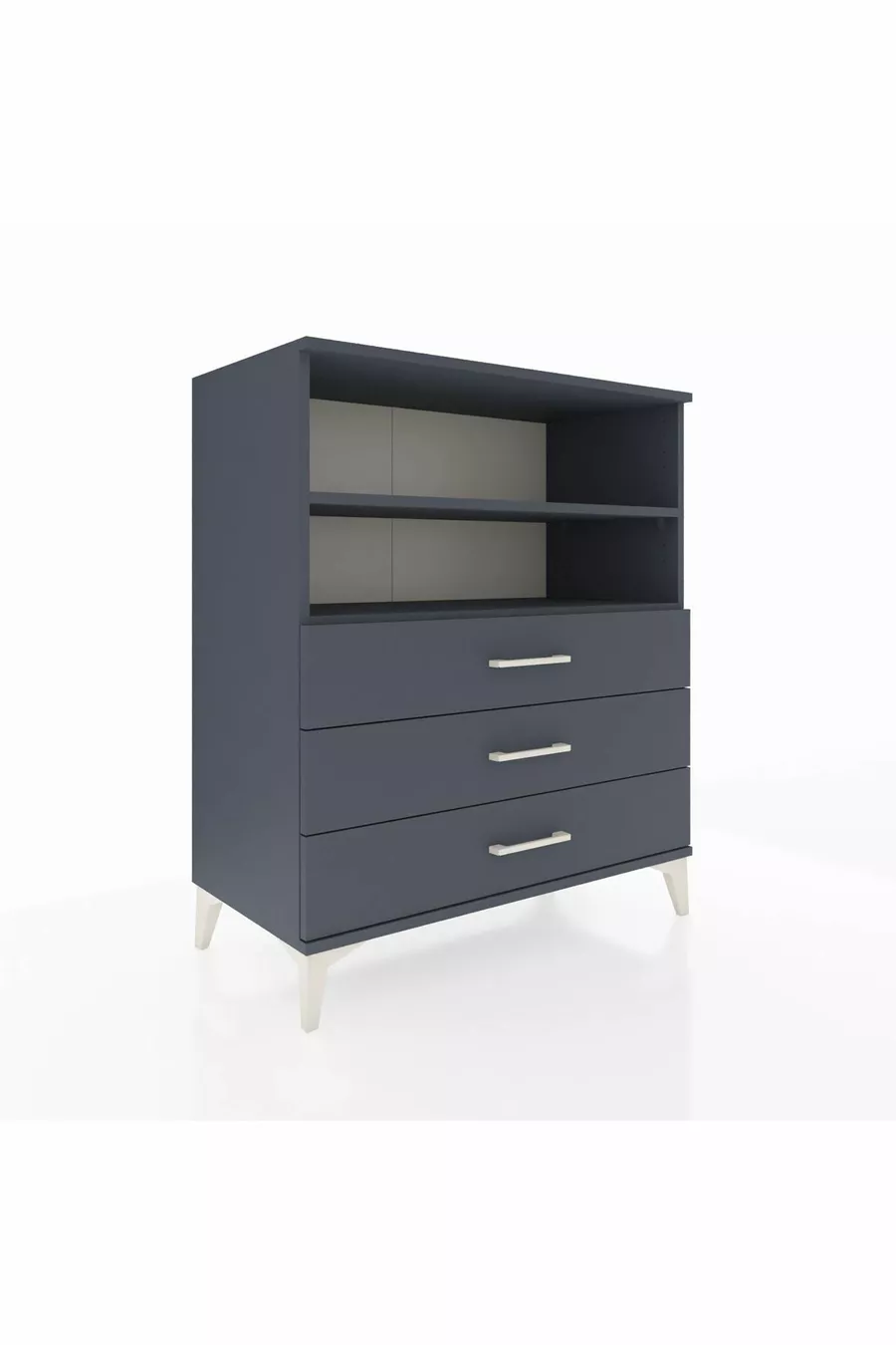 Commode Hyperion 2 étagères 3 tiroirs Anthracite-Anthracite