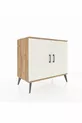 Commode Hyperion 2 étagères 2 portes Pin-Ambre/Pin