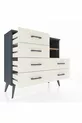 Commode Arges 2 étagères 6 tiroirs Anthracite-Pin/Pierre de Lune