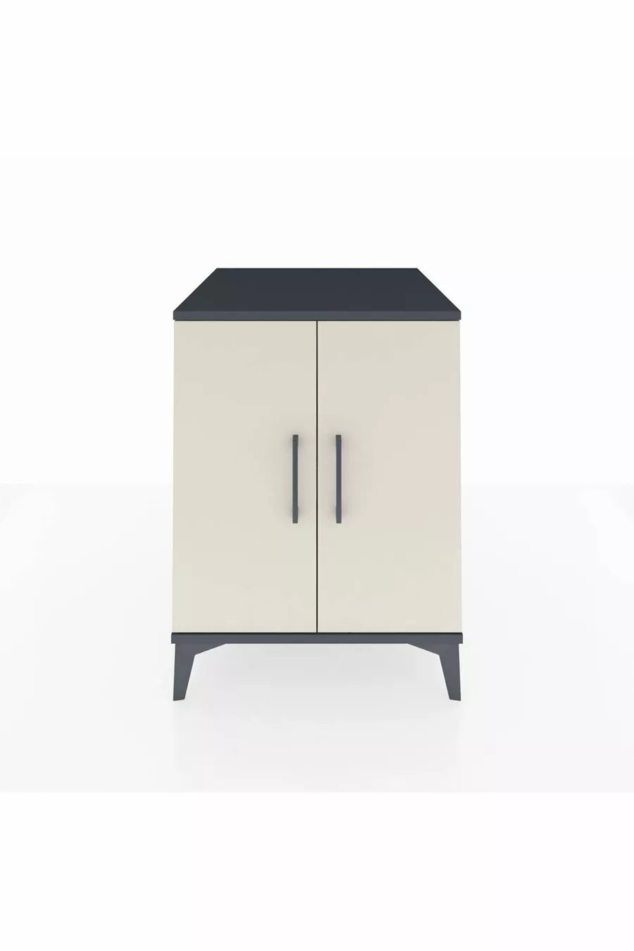 Kronos Table de chevet à une étagère et deux portes Anthracite-Pierre de lune
