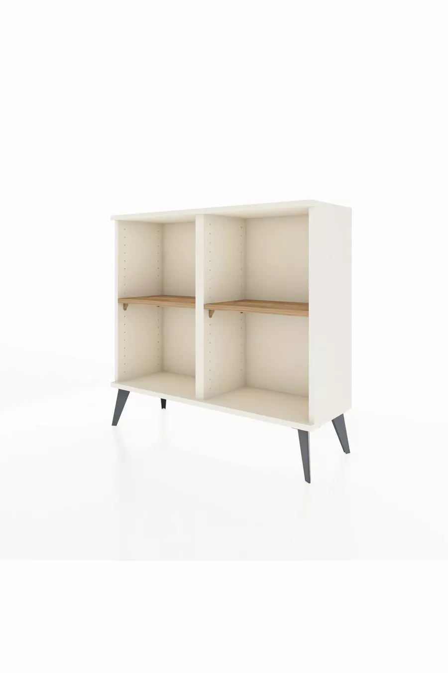Commode Arges à 2 étagères Pierre de lune-Pierre de lune/Pin
