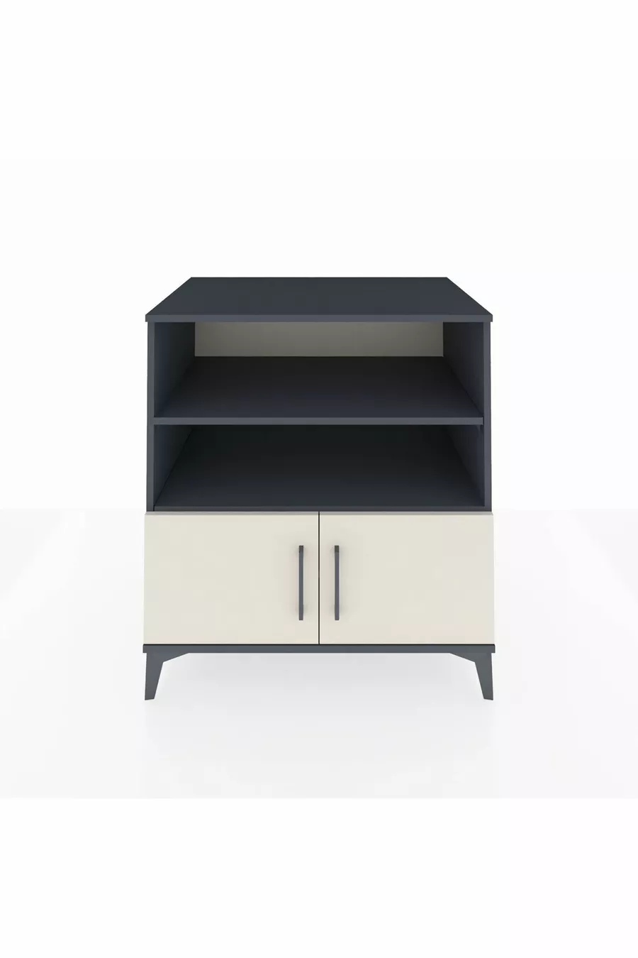 Commode Kronos 3 étagères 2 portes Anthracite-Pierre de lune