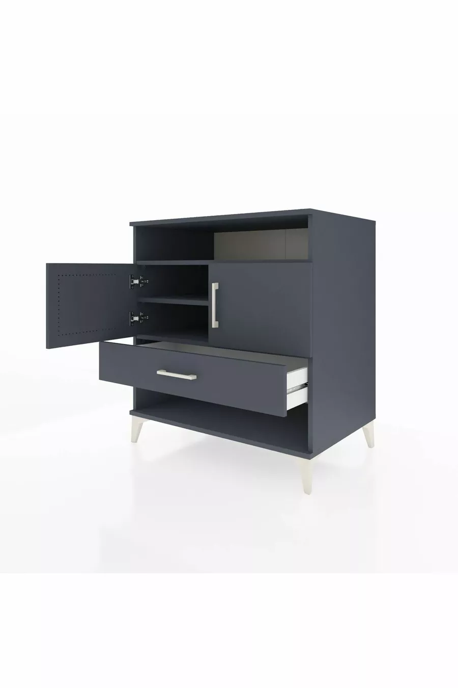 Commode Kronos avec 3 étagères, 1 tiroir et 2 portes, Anthracite-Anthracite