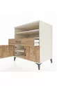 Commode Kronos avec 3 étagères, 1 tiroir et 2 portes, Pierre de Lune-Sapin