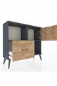 Commode Arges 2 étagères, 1 tiroir, 1 porte, Anthracite-Pin