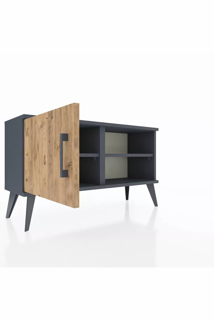 Commode Arges à 2 étagères avec une porte Anthracite-Pin/Anthracite