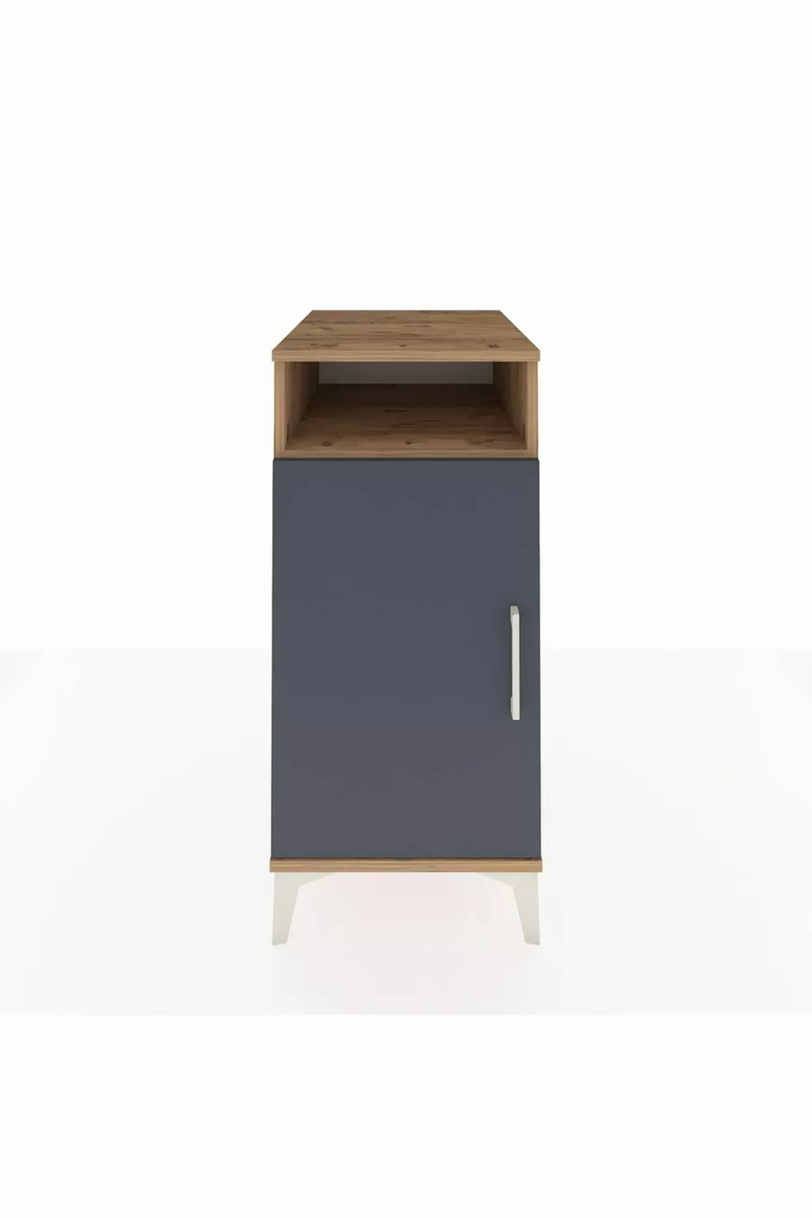 Table de chevet Kronos à 3 étagères avec 1 porte, pin-anthracite