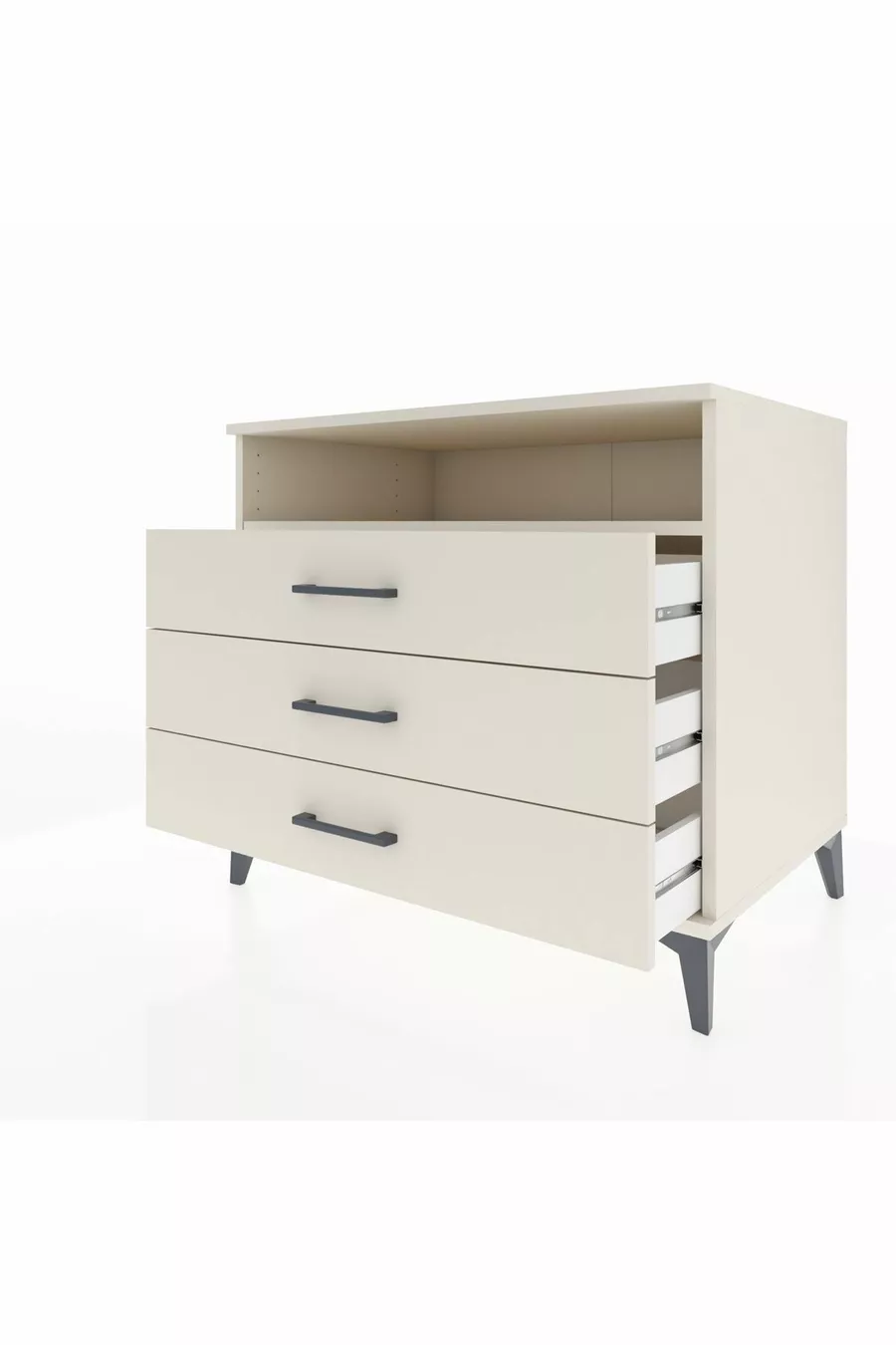 Commode Kronos à une étagère et 3 tiroirs en pierre de lune
