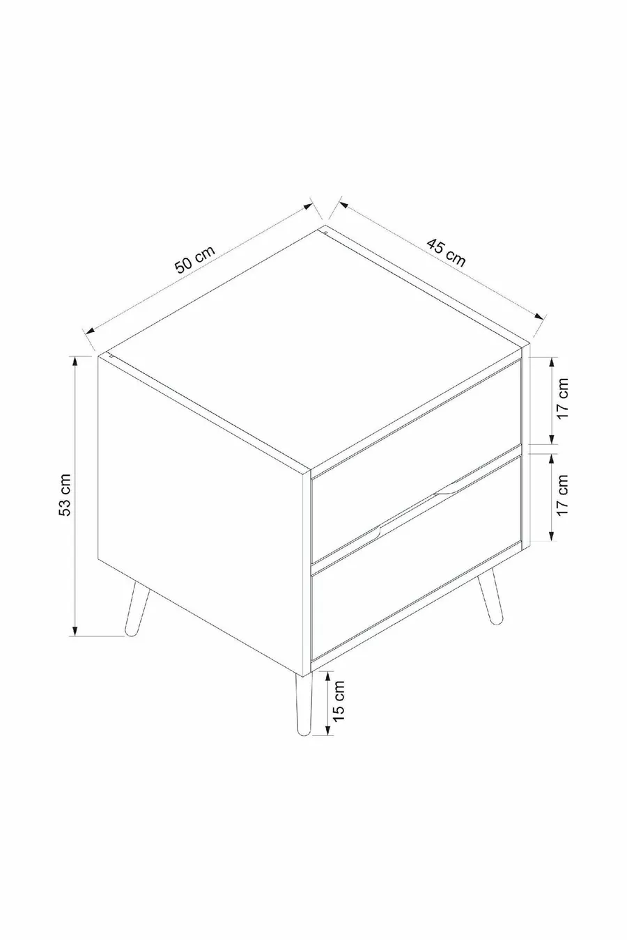 Elina Table de chevet à 2 tiroirs - Doré/Anthracite
