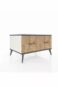 Commode Kronos 2 tiroirs Pierre de Lune-Anthracite/Pin