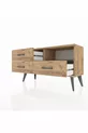 Commode Arges à une étagère et trois tiroirs Pin-Anthracite/Pin