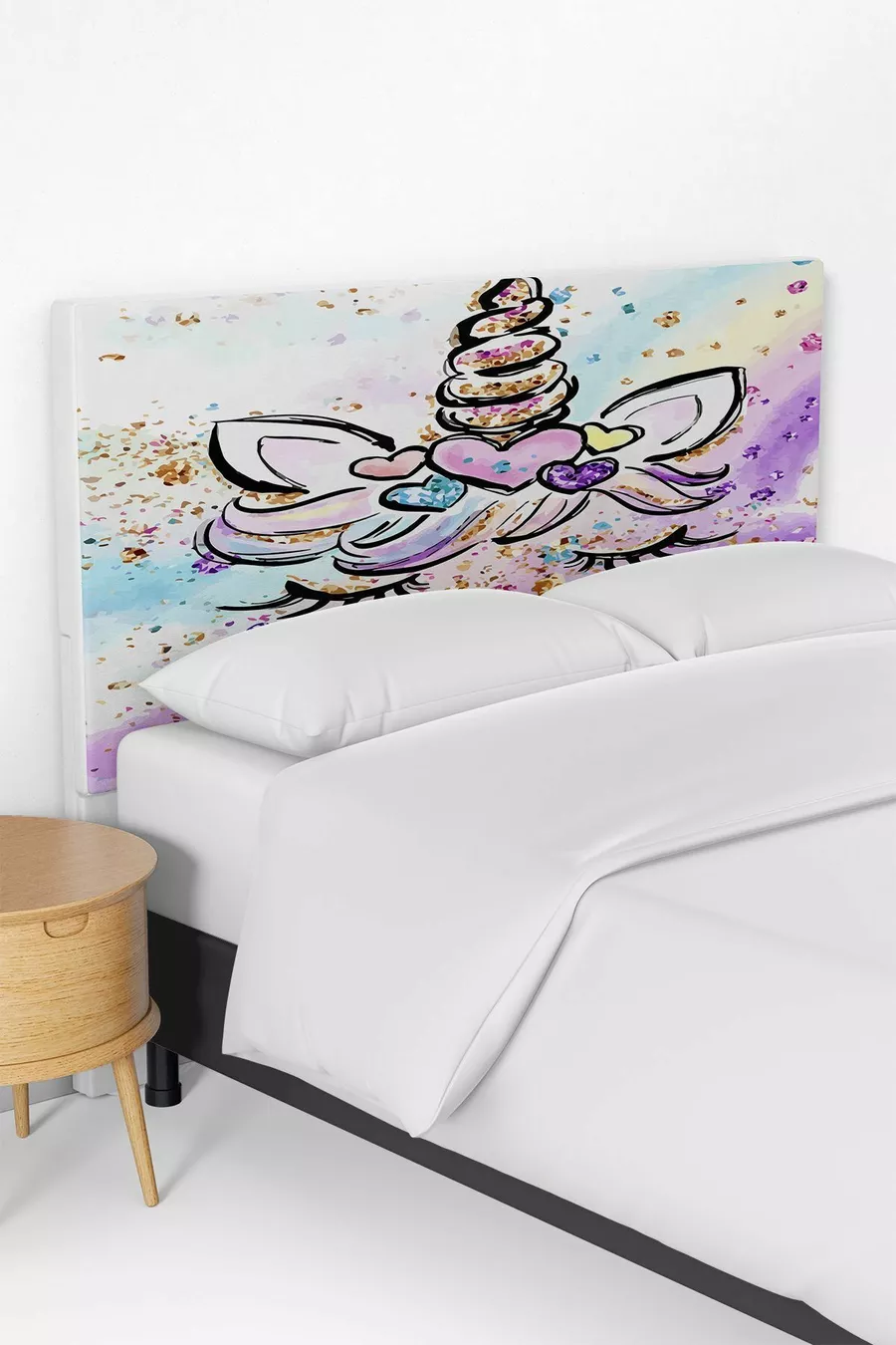 Housse de tête de lit et sommier pour chambre d'enfant à motif licorne