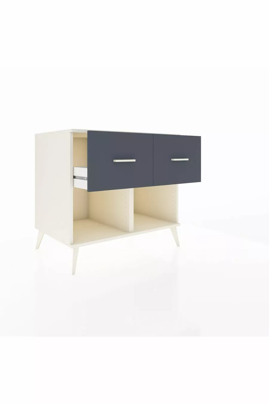 Commode Kronos 2 tiroirs Pierre de lune-Pierre de lune/Anthracite
