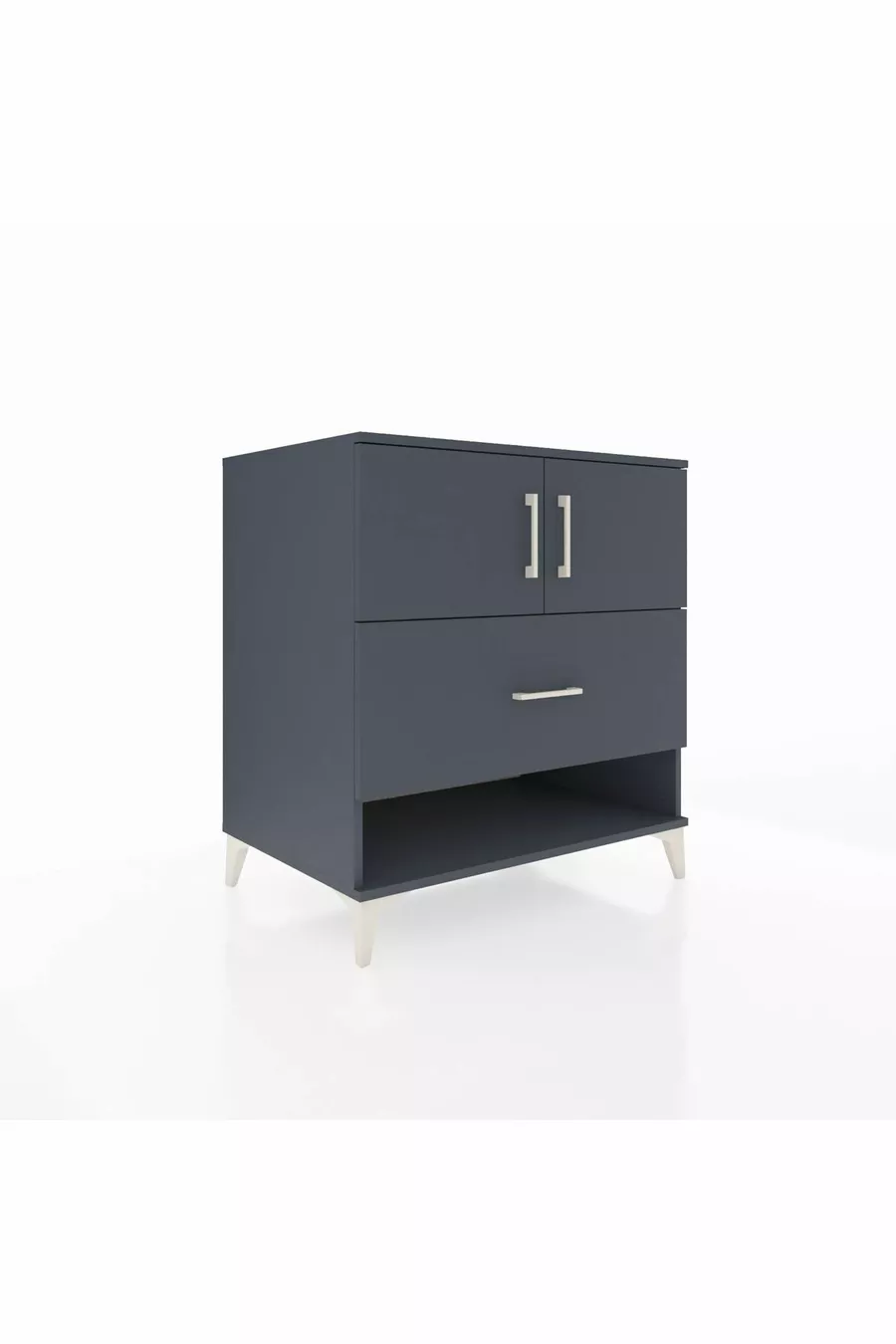 Commode Kronos avec 2 étagères, 1 tiroir et 2 portes, Anthracite-Anthracite