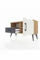Commode Arges avec 2 étagères, 1 tiroir et 1 porte, en pin-pierre d'âme / anthracite