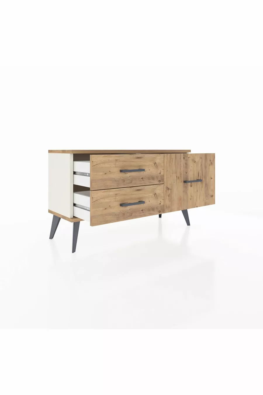 Commode Arges 3 étagères Pierre de lune-Pin