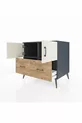 Commode Kronos avec 2 étagères, 2 tiroirs et 2 portes Anthracite-Pierre d'argile/Sapin