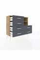 Commode Arges 2 étagères 6 tiroirs Pin-Pin/Anthracite