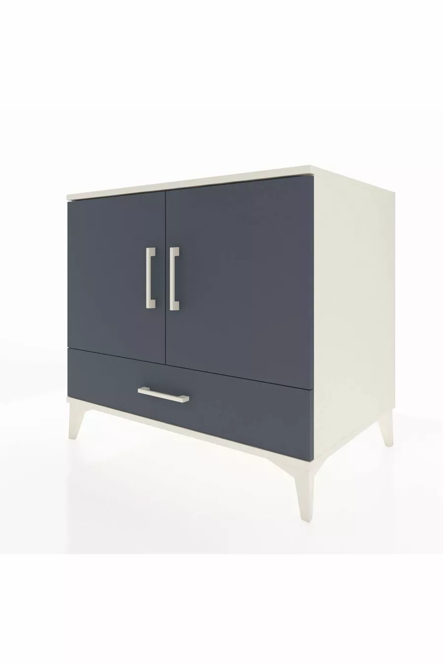 Commode Kronos avec 2 étagères, 1 tiroir et 2 portes, Pierre de Lune-Anthracite