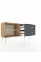 Commode Arges à une étagère et 2 tiroirs Pin-Aya/Anthracite