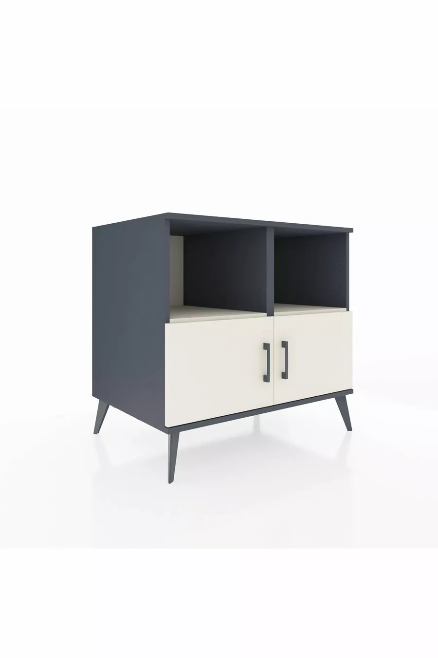Commode Kronos 2 étagères 2 portes Anthracite-Pierre de lune