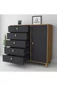 Kardela % MDF Chambre d'enfant Commode pour bébé 5 tiroirs avec porte Anthracite Pin Atlantique