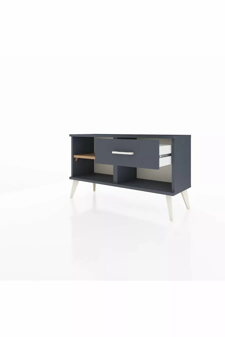Commode Arges à une étagère et un tiroir Anthracite-Pin/Anthracite