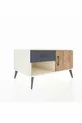 Commode Kronos avec une étagère, un tiroir et une porte, Pierre de lune-Pin/Anthracite