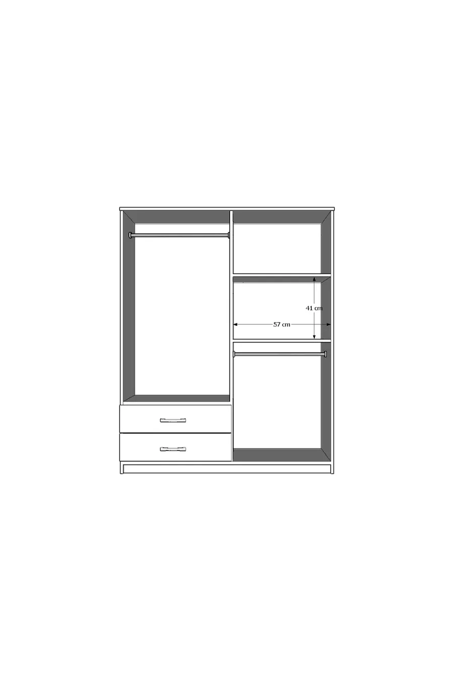 Gm  Diva Armoire Blanche à 4 Portes et 2 Tiroirs avec Miroir